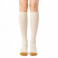 Calze al ginocchio 39-42 in maglia a coste beige con punta rinforzata