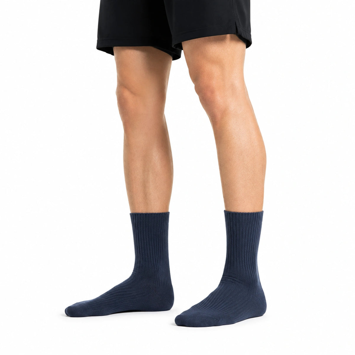 Calze uomo 43-46 in maglia blu navy a coste - lunghezza media
