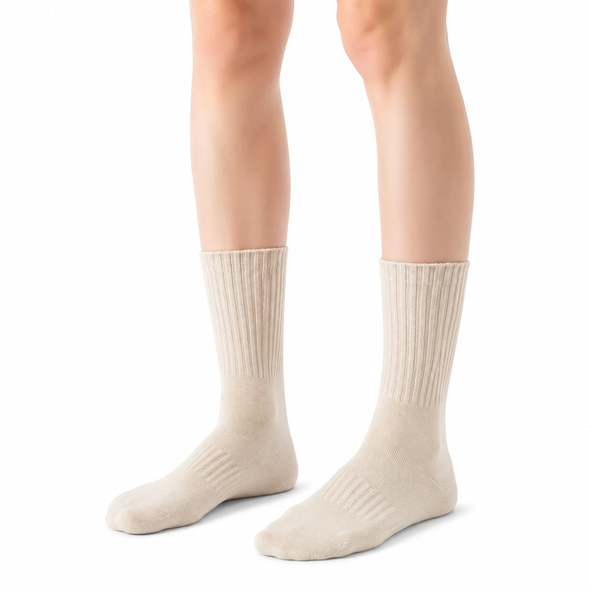 Calze lunghe 43-46 beige in maglia a coste per uso quotidiano