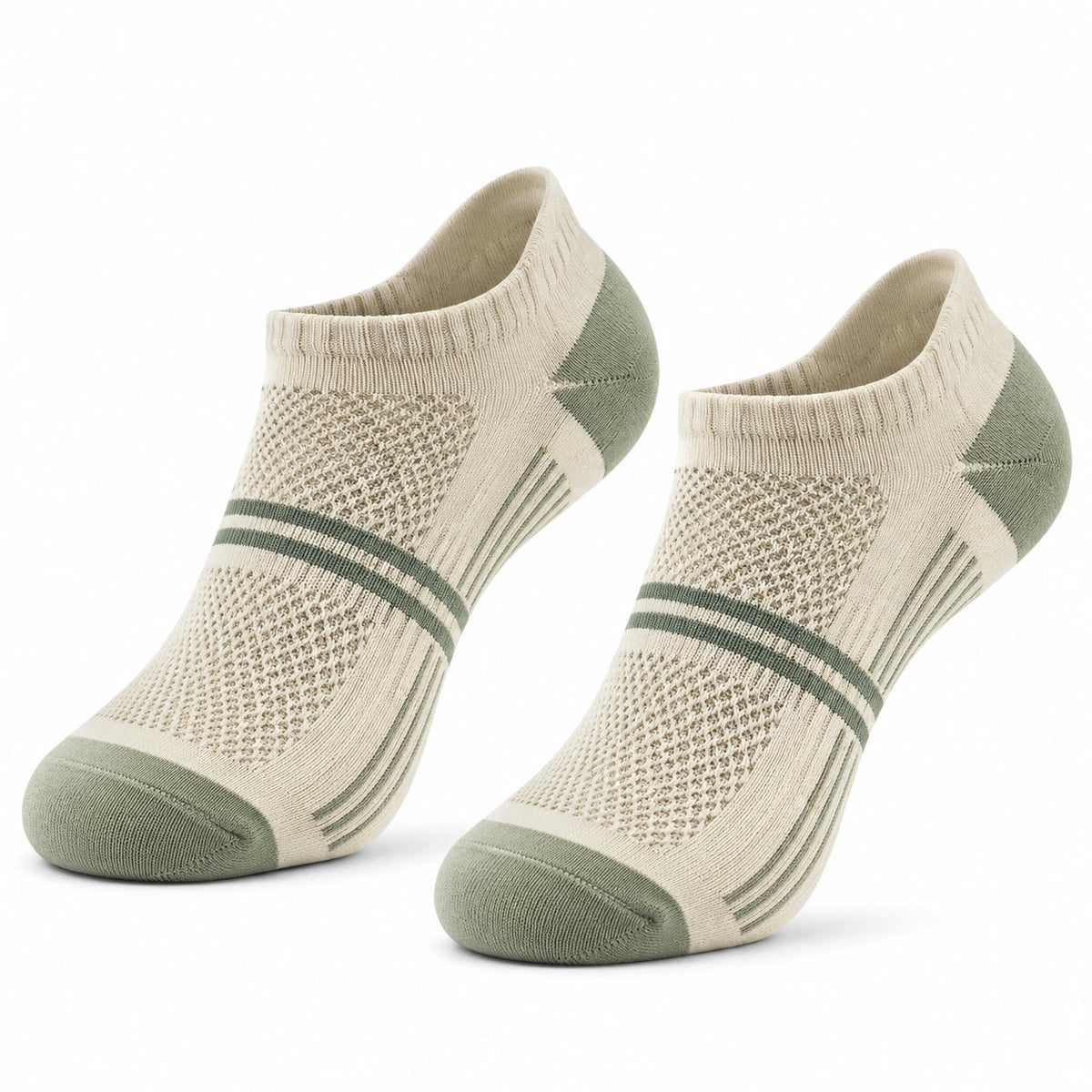 Calzini corti 35-38 in maglia beige e verde traspiranti per uso quotidiano