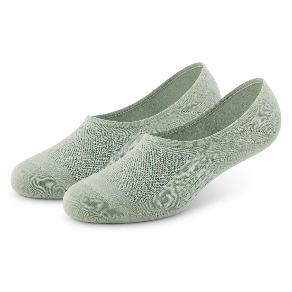 Calzini invisibili 43-46 in tessuto a maglia verde salvia - traspiranti per scarpe basse