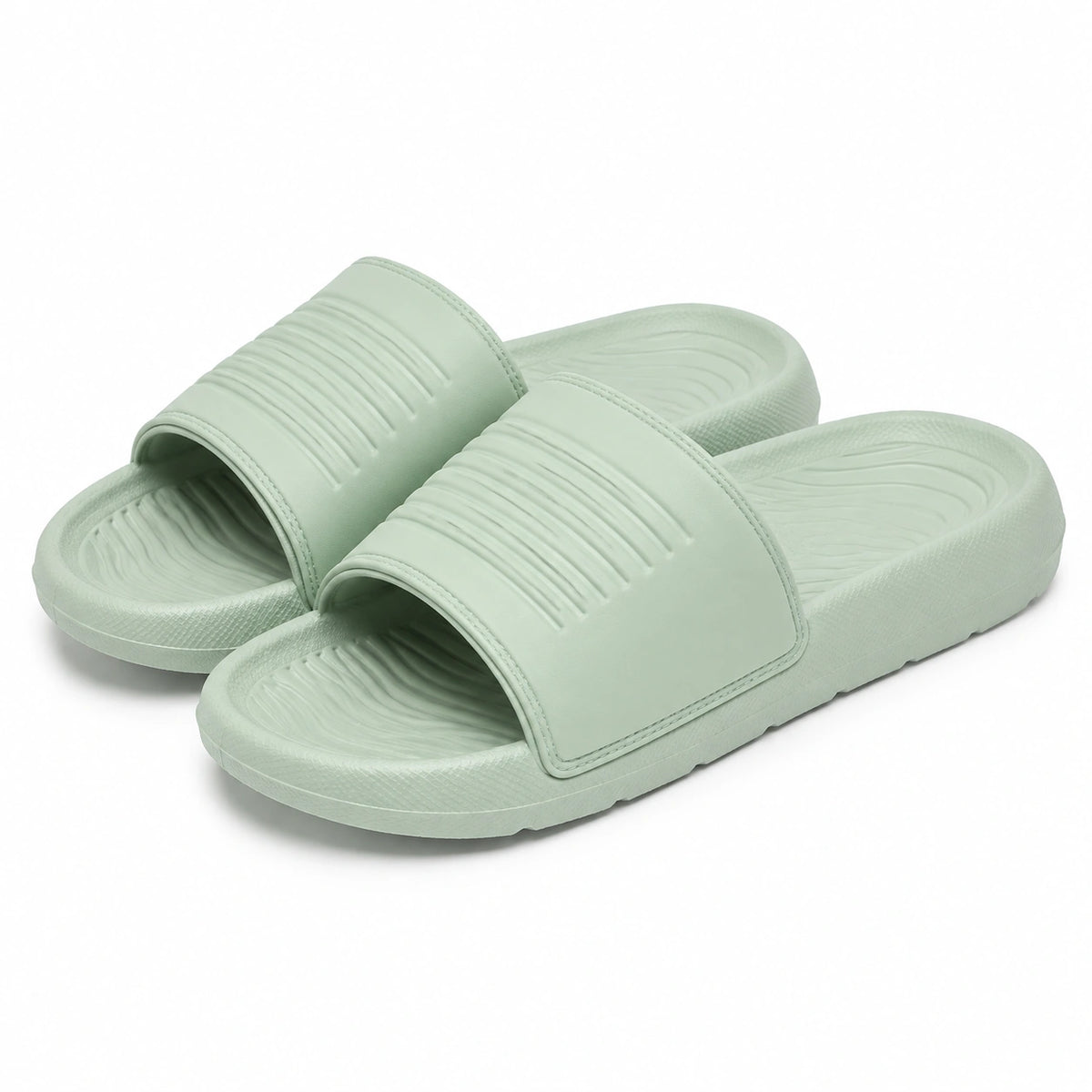 Ciabatte 42/43 in materiale sintetico verde menta - design a fascia per uso quotidiano
