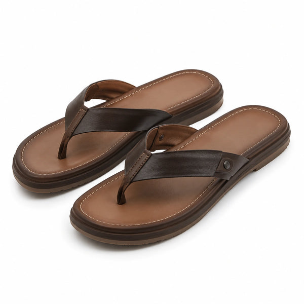 Infradito uomo taglia 42/43 marrone effetto pelle stile casual