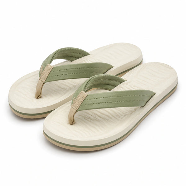 Infradito 42/43 beige e verde con fasce tessili - suola sintetica estiva