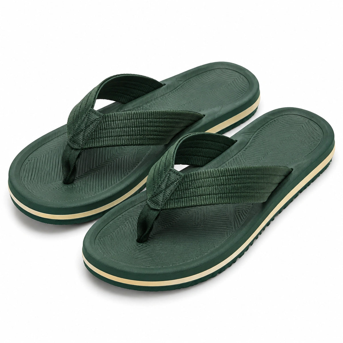 Infradito 40/41 verde scuro con fasce in tessuto e suola antiscivolo