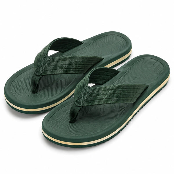 Infradito 40/41 verde scuro con fasce in tessuto e suola antiscivolo