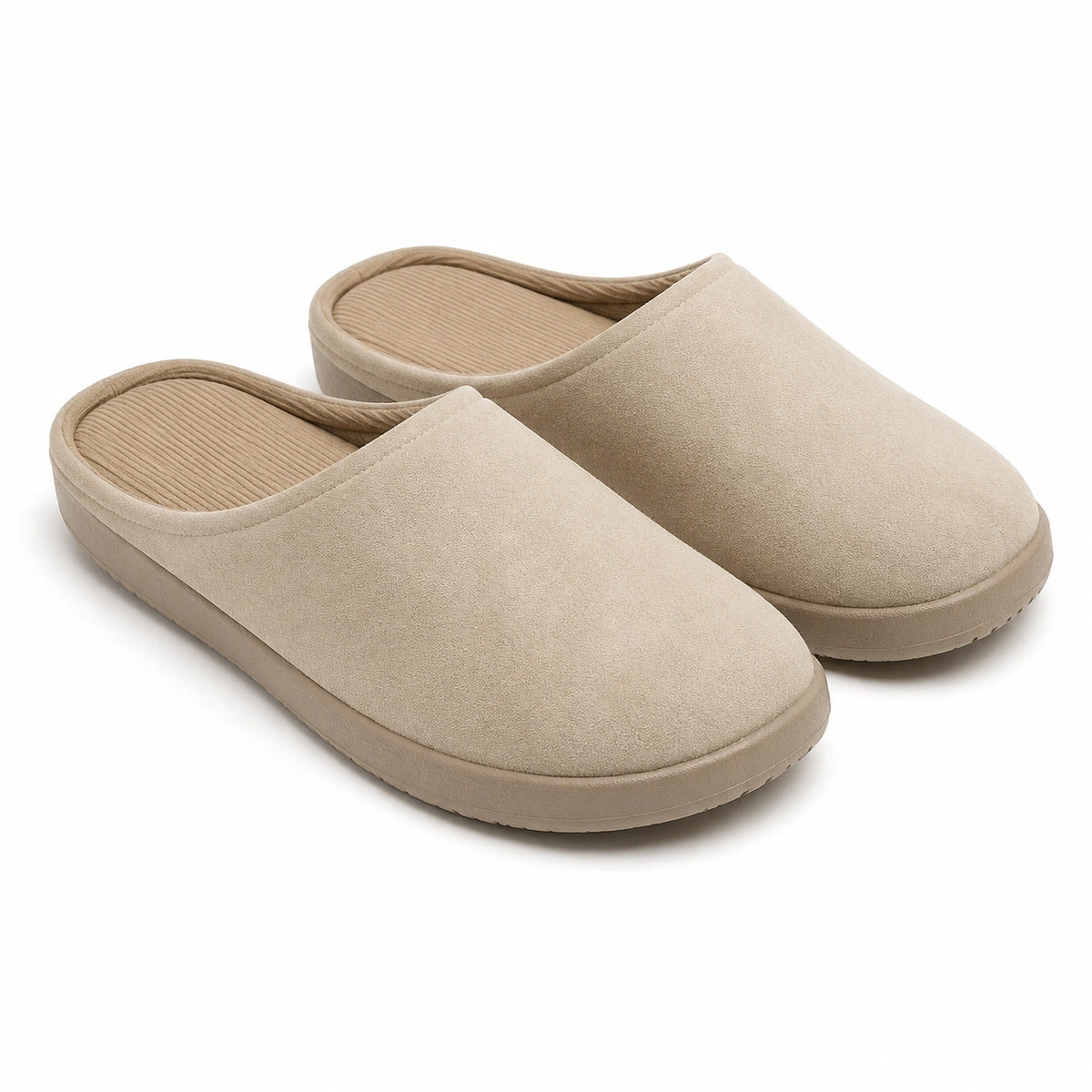 Pantofole 38/39 in tessuto sintetico beige da interno con punta chiusa