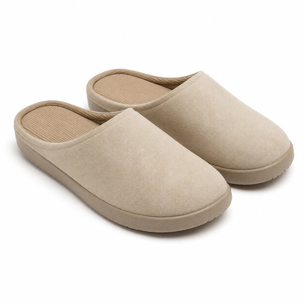 Pantofole 38/39 in tessuto sintetico beige da interno con punta chiusa
