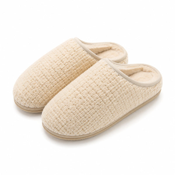 Pantofole da casa 38/39 in tessuto effetto peluche beige - chiuse e morbide